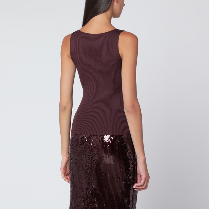 Roberto Collina Eggplant-coloured Wool Tank Top In Purple