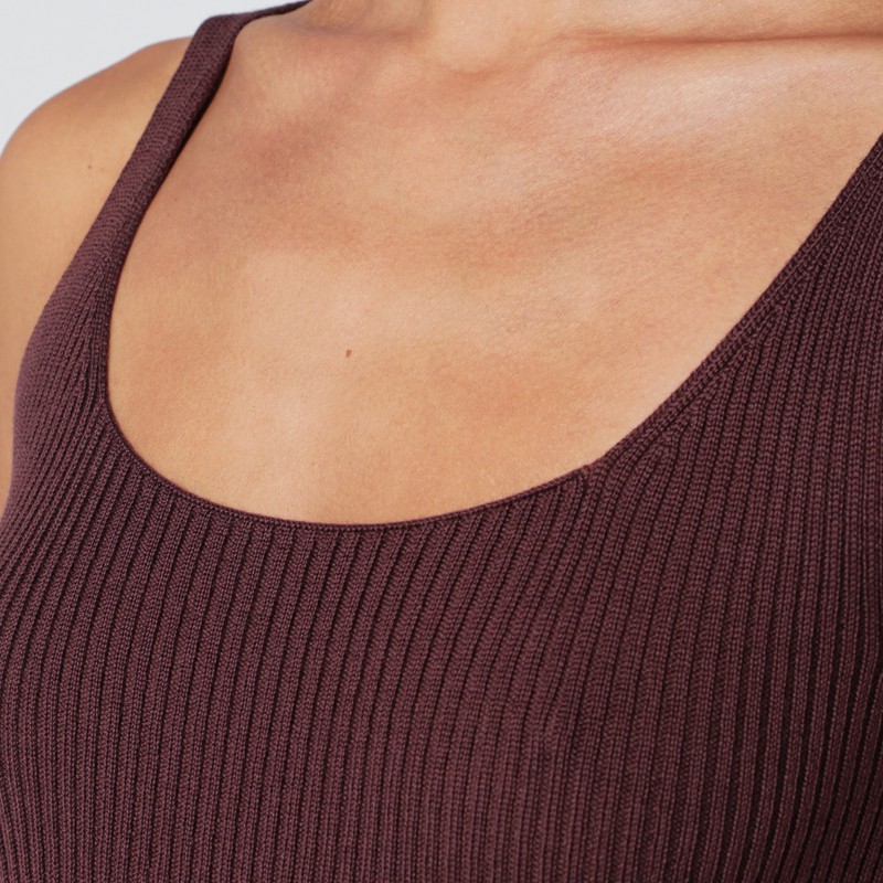 Roberto Collina Eggplant-coloured Wool Tank Top In Purple