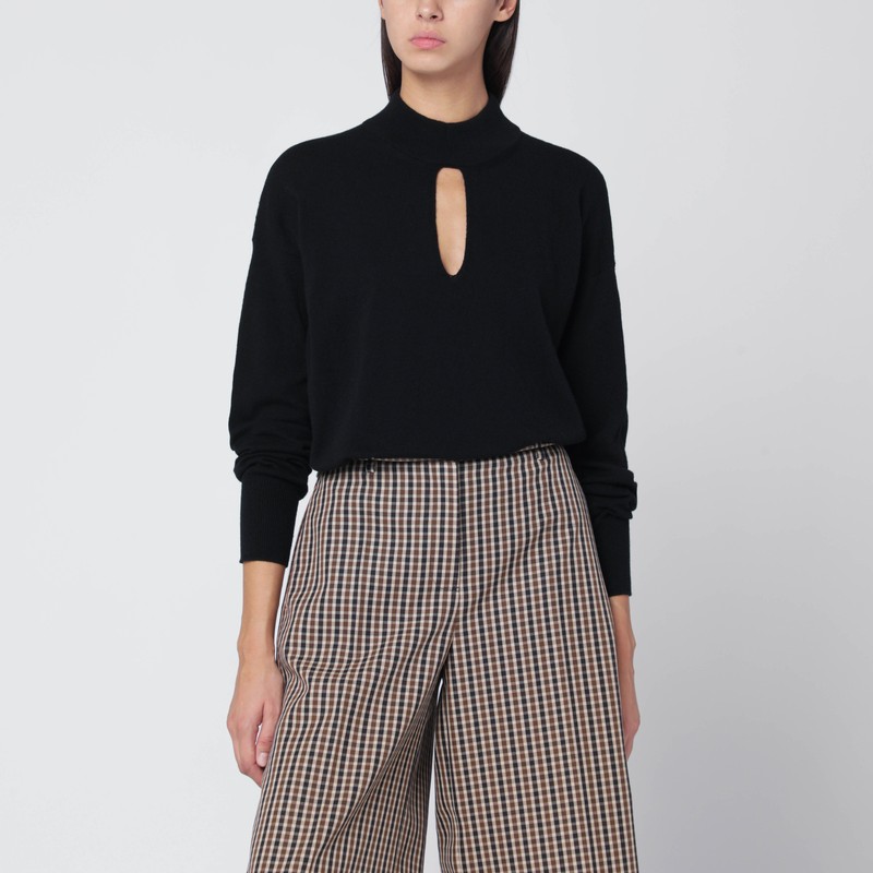 Roberto Collina Black Wool Sweater With Cut-out In Black