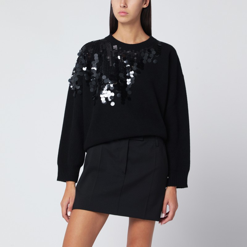 Black sweater with sequin embroidery