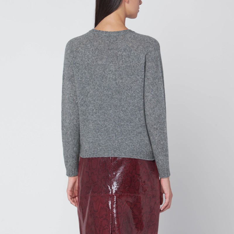 Roberto Collina Wool V-neck Sweater Long Sleeves In Gray