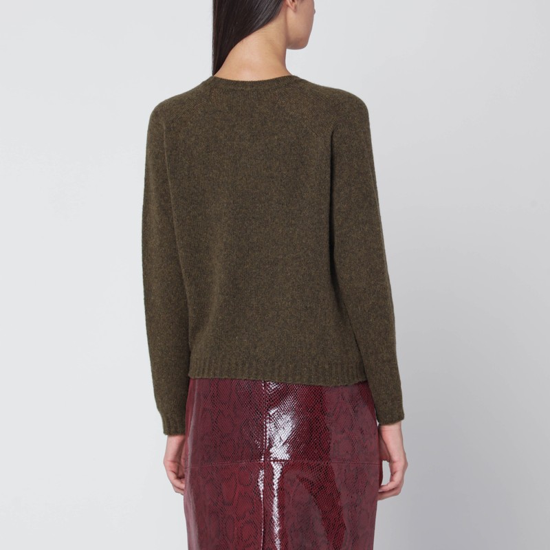 Roberto Collina Military Green Wool V-neck Sweater In Green