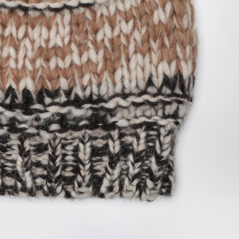 Roberto Collina Camel Mouliné-effect Beanie In Sand