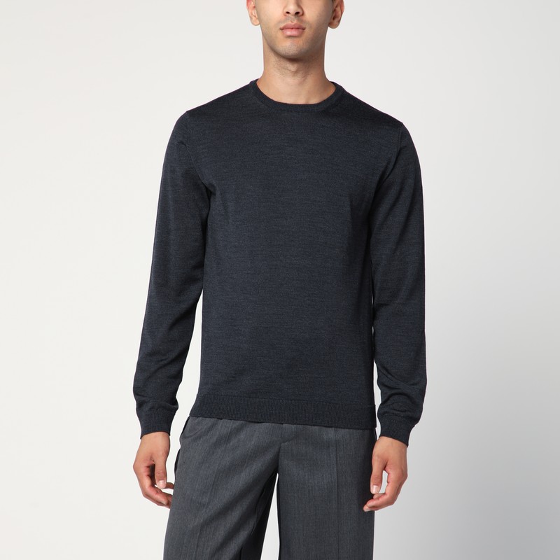 Anthracite crew neck wool sweater - Roberto Collina - Modalova