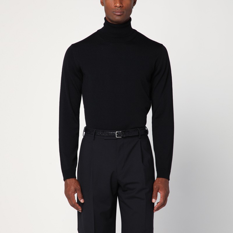 Black wool turtleneck sweater - Roberto Collina - Modalova