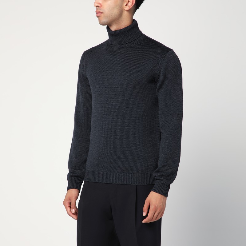 Anthracite wool turtleneck sweater - Roberto Collina - Modalova