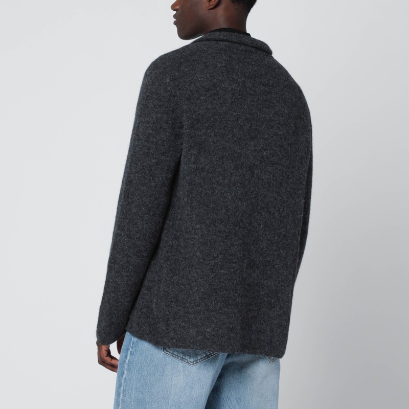 Roberto Collina Anthracite Grey Jacket-style Cardigan In Gray