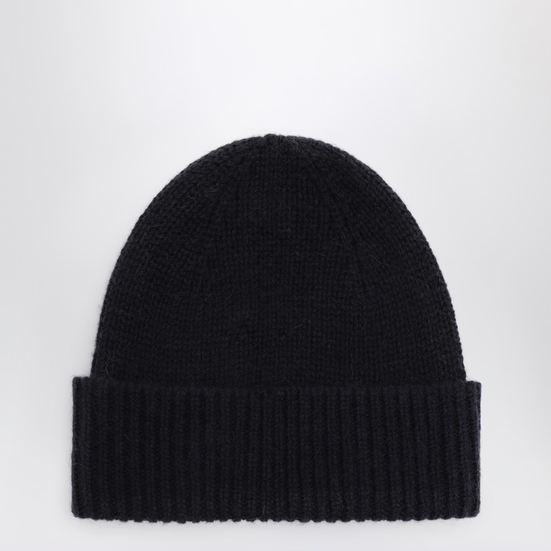 Roberto Collina Cashmere Beanie In Navy Blue In Black