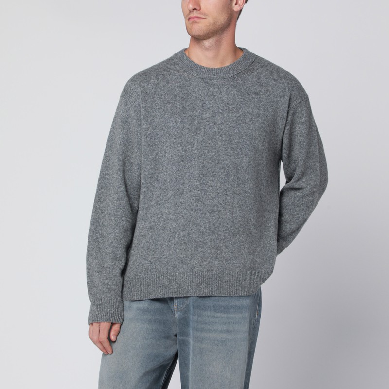 Grey wool-blend crewneck sweater