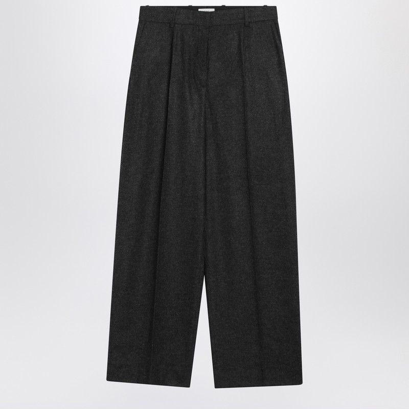 Grey mélange wool blend trousers