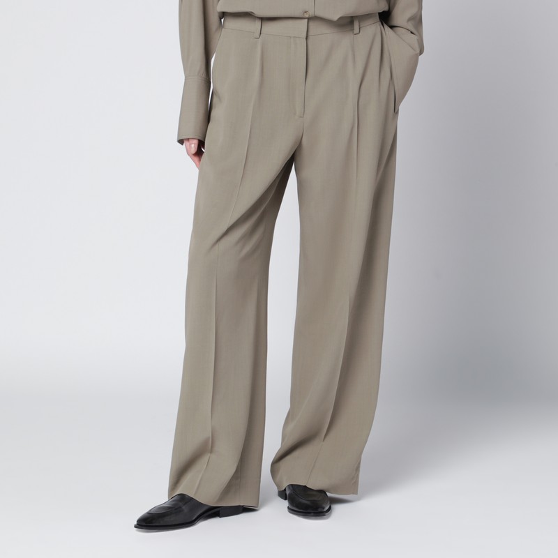 Totême Taupe Wool-blend Trousers In Sand