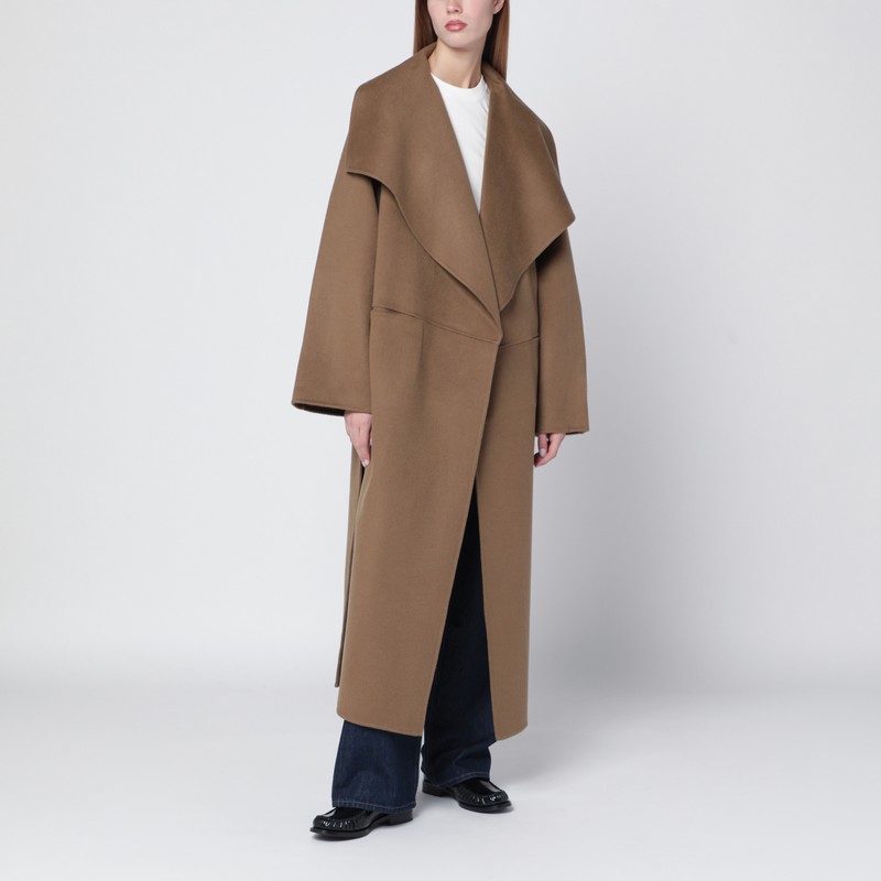 Totême Signature Hazelnut Coat In Wool And Cashmere In Brown