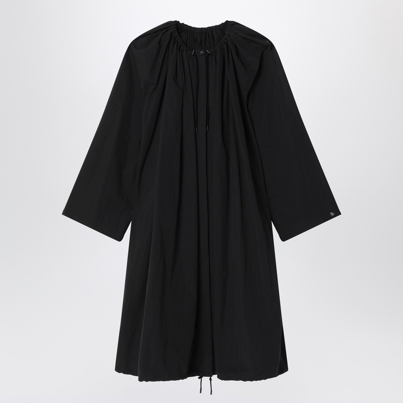 Totême Black Gathered Coat In Cotton Blend