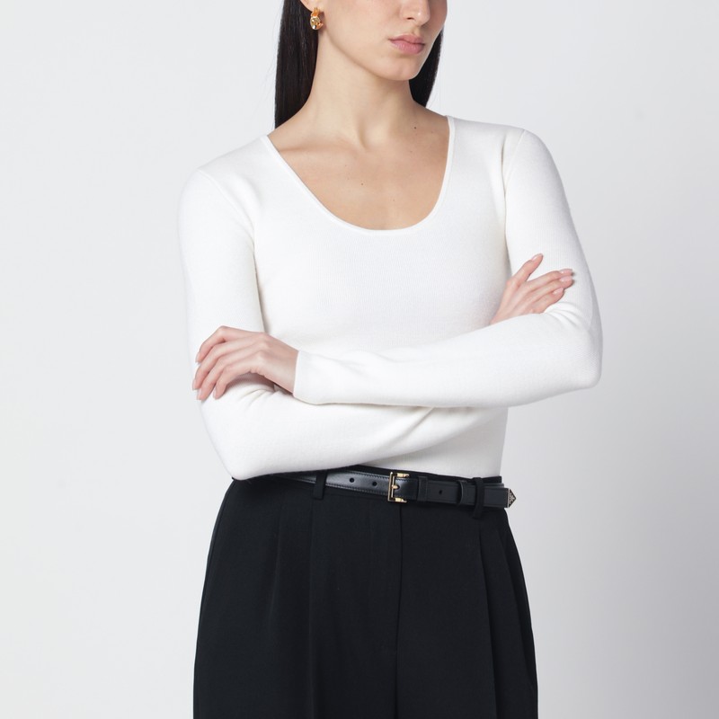 Totême Ecru Wool-blend Knit Top In White