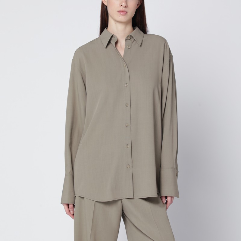 Totême Taupe Wool-blend Shirt In Sand