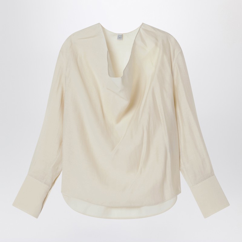 Totême Cowl Blouse Ecru In White