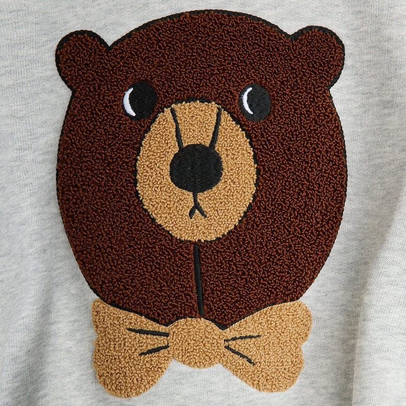 Mini Rodini Bear Chenille Sweatshirt In Gray