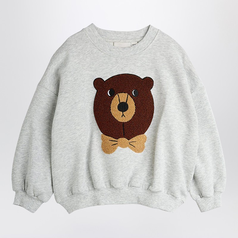Mini Rodini Bear Chenille Sweatshirt In Gray