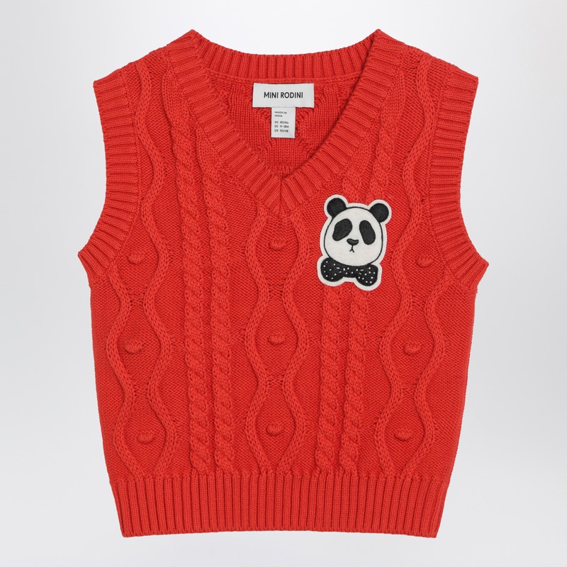 Mini Rodini Red Panda Cable Knit Slipover In Purple