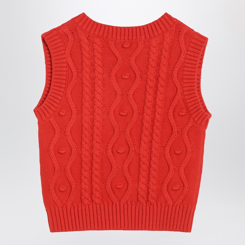 Mini Rodini Red Panda Cable Knit Slipover In Purple
