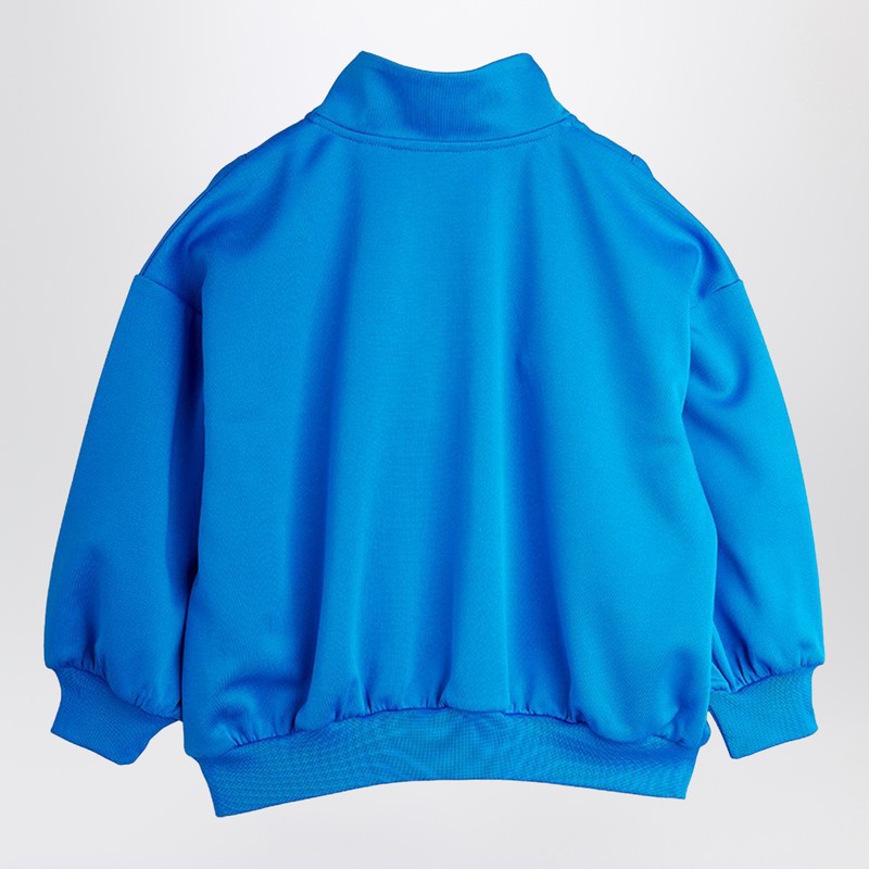Mini Rodini Zip Panda Patch Top In Blue