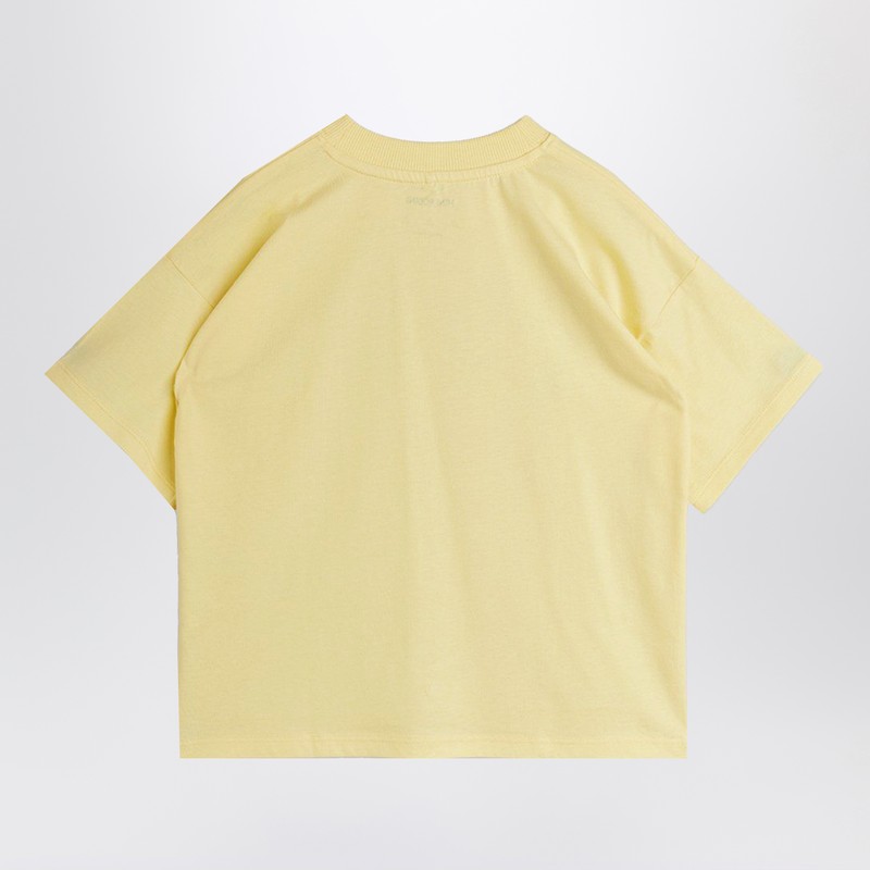 Mini Rodini Light Yellow T-shirt With Panda And Cat Print In Yellow
