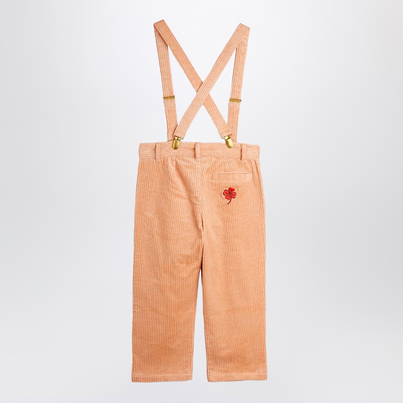 Mini Rodini Pink Corduroy Trousers With Suspenders In Pink