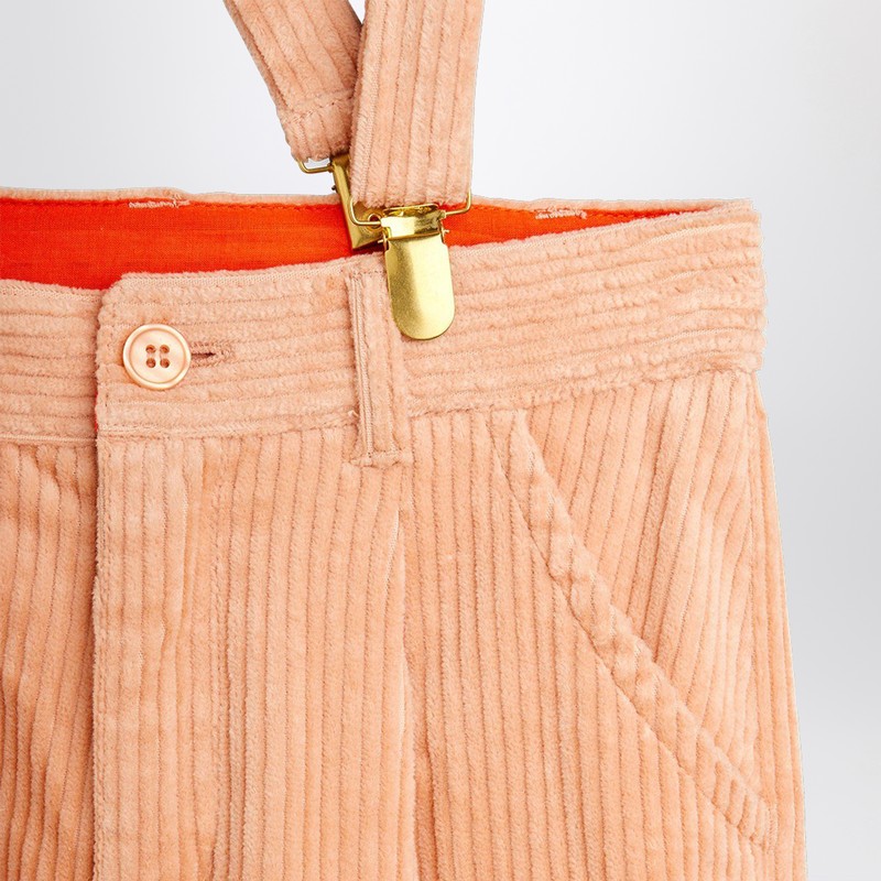 Mini Rodini Pink Corduroy Trousers With Suspenders In Pink