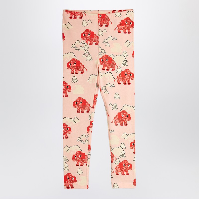 Mini Rodini Pink Leggings With Mammoth Print In Pink