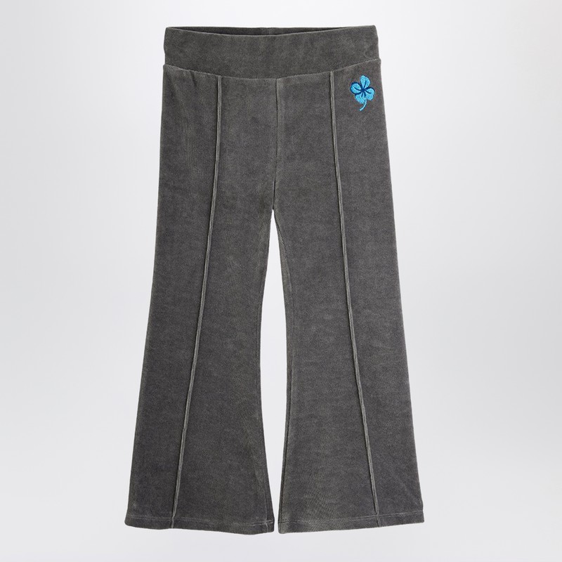 Grey flared velvet trousers