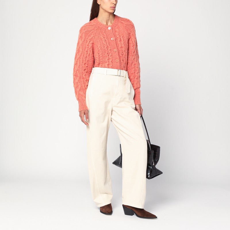 Isabel Marant Étoile Rust Pink Yara Openwork Knit Cardigan In Brown