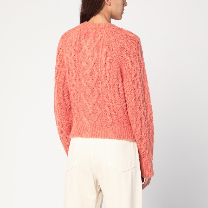 Isabel Marant Étoile Rust Pink Yara Openwork Knit Cardigan In Brown