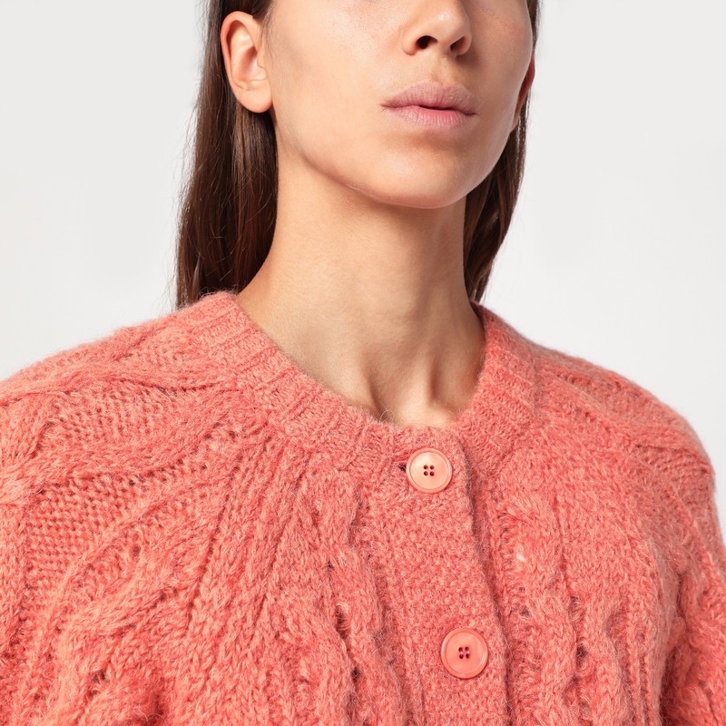 Isabel Marant Étoile Rust Pink Yara Openwork Knit Cardigan In Brown