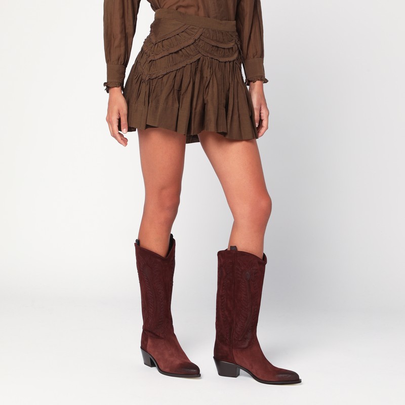 Isabel Marant Étoile Khaki Ceola Skirt With Ruffles In Green