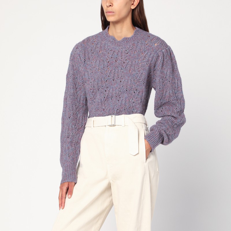 Blue-violet openwork alpaca-blend sweater