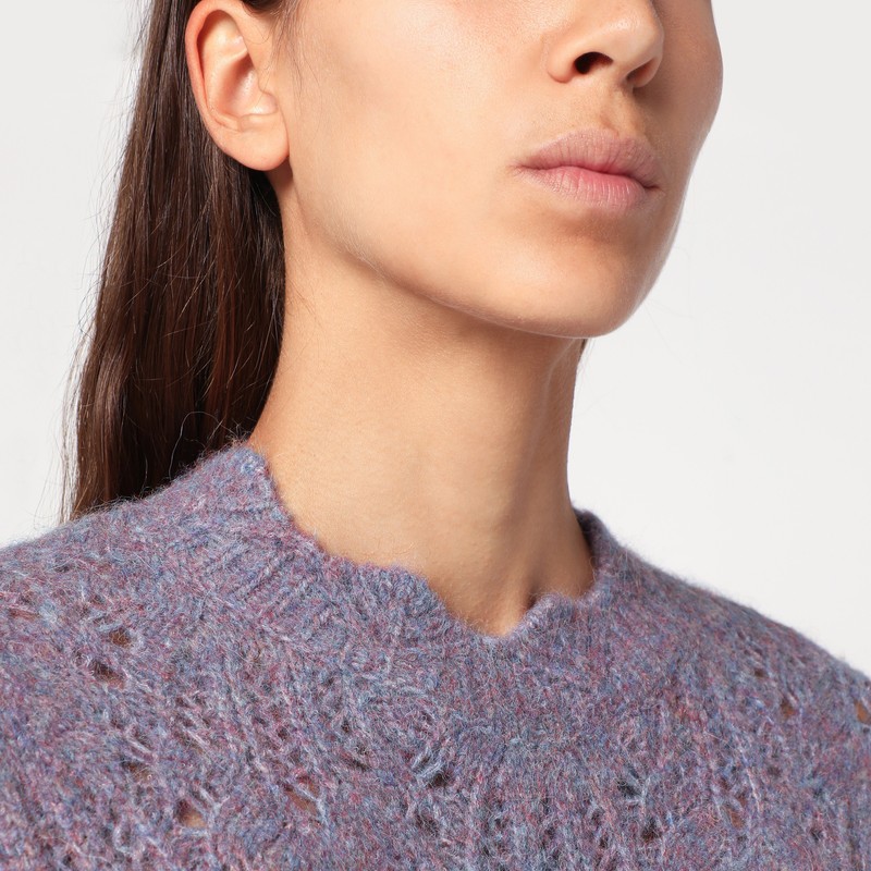 Isabel Marant Étoile Blue-violet Openwork Alpaca-blend Sweater In Blue