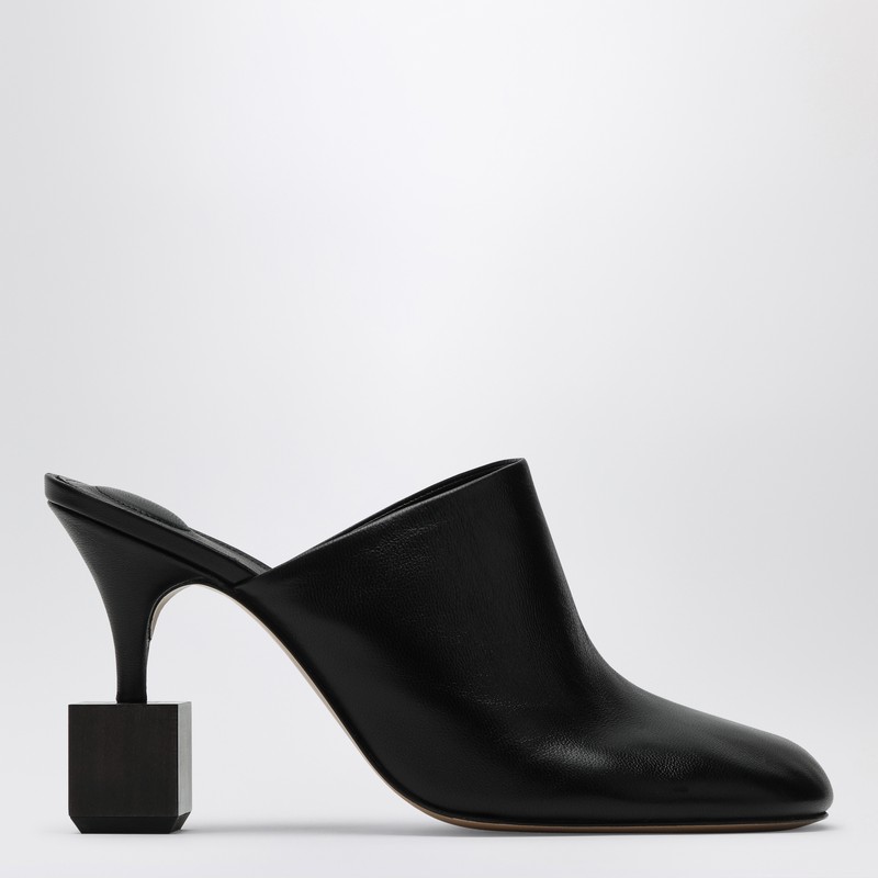 Black mule with geometric heel