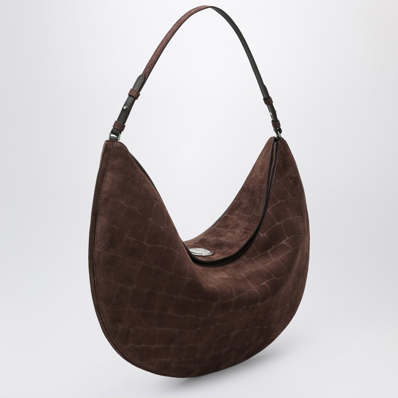 Jacquemus Large Brown Crocodile-effect Leather Ovalo Bag In Brown
