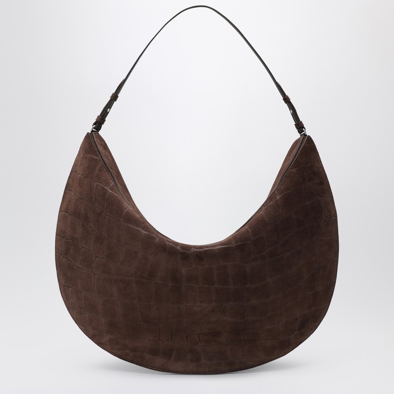 Jacquemus Large Brown Crocodile-effect Leather Ovalo Bag In Brown