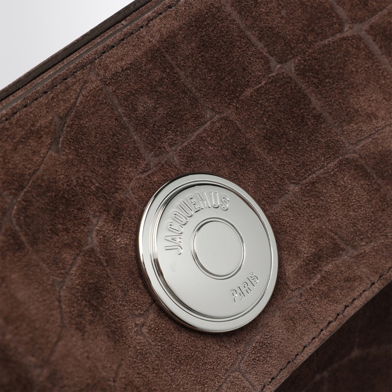 Jacquemus Large Brown Crocodile-effect Leather Ovalo Bag In Brown