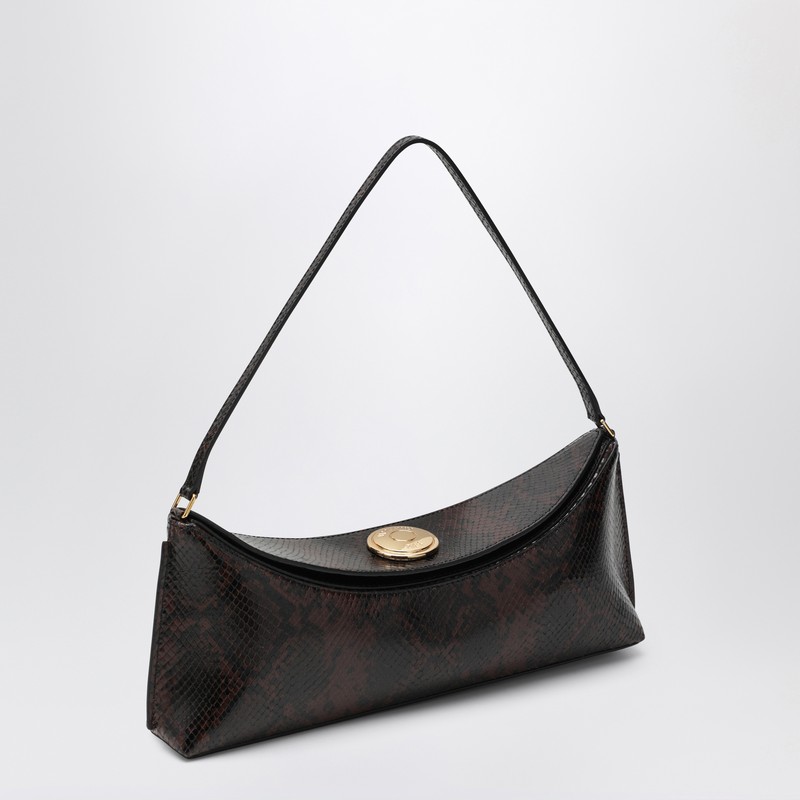 Jacquemus Embossed Python-effect Leather Ovalo Clutch In Brown