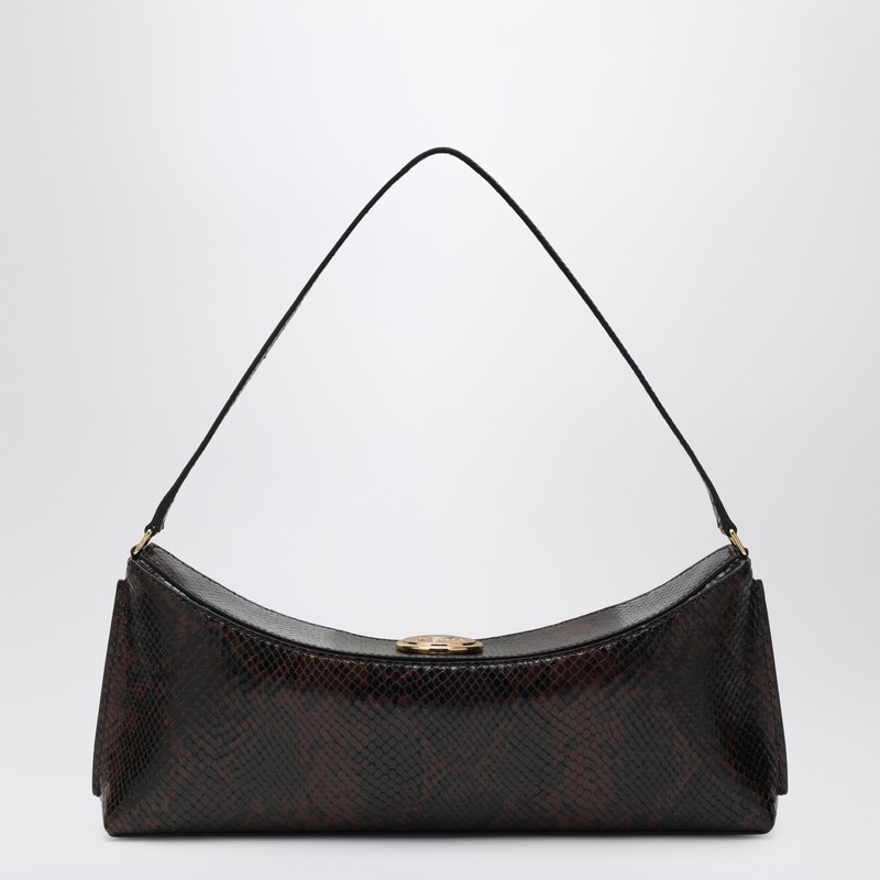 Jacquemus Embossed Python-effect Leather Ovalo Clutch In Brown