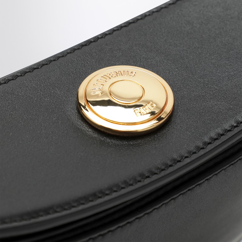Jacquemus Small Ovalo Bag In Black Leather In Black
