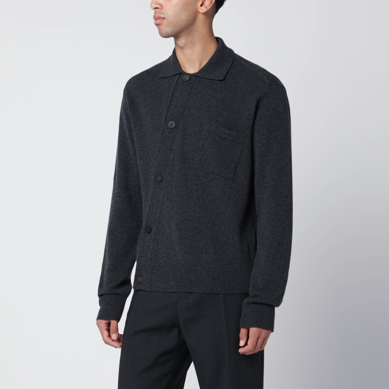 Dark grey wool and cashmere cardigan