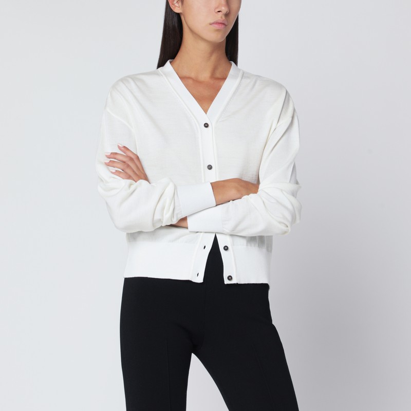 White wool-blend cardigan