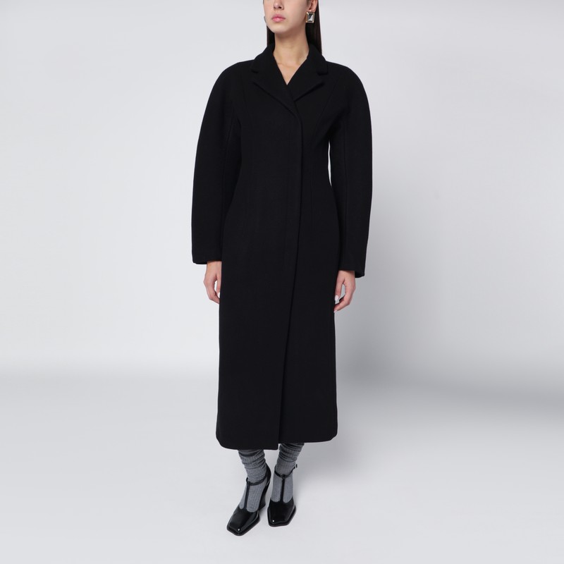 Black Curved wool coat