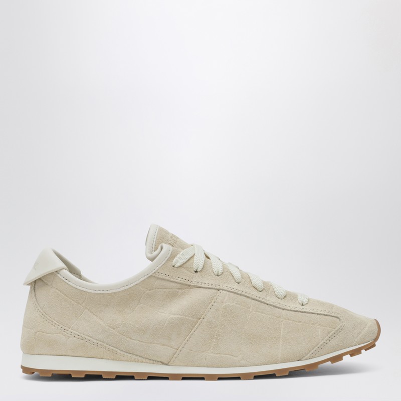 Sneaker Tennis in ivory crocodile effect suede