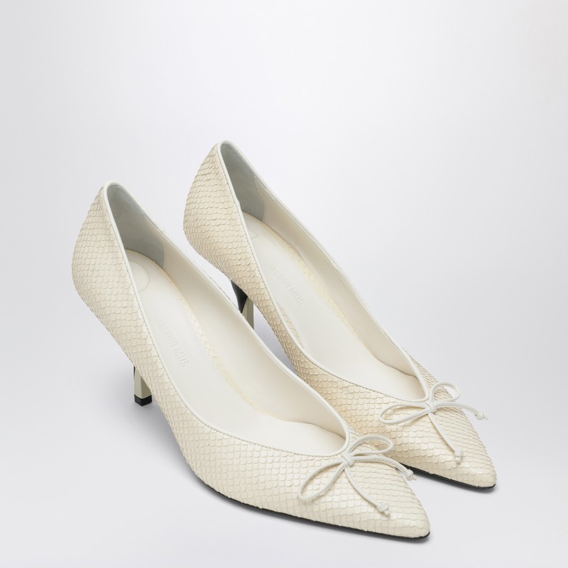 Jacquemus Ivory Python-effect Embossed Leather Tourni Décolleté In White