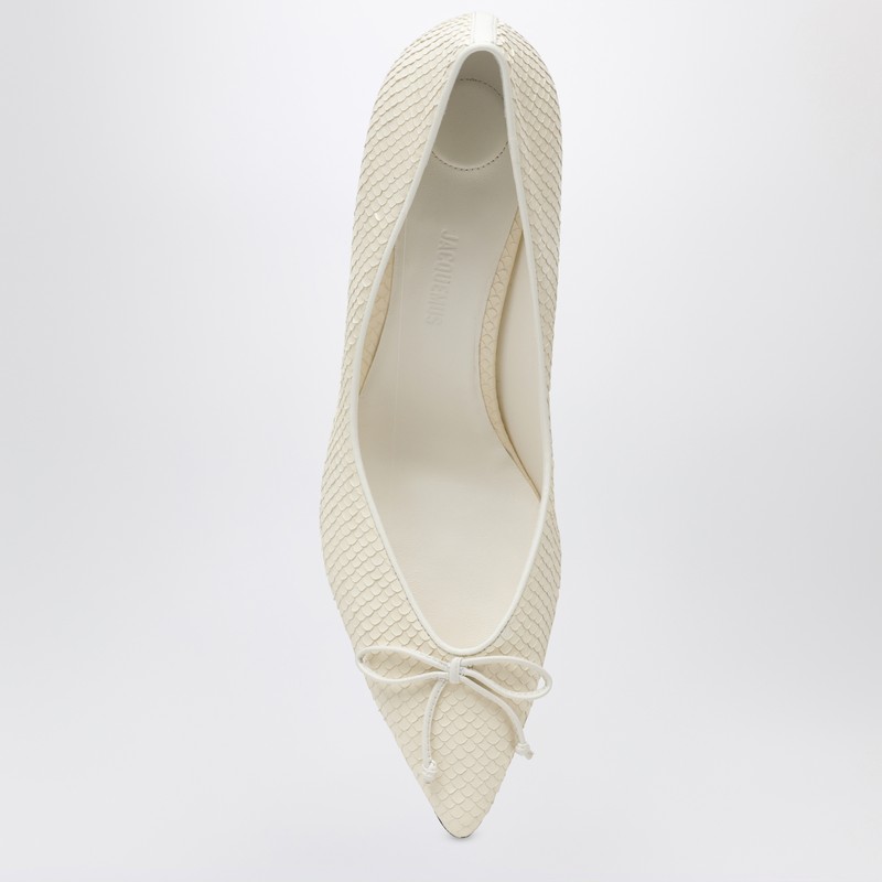 Jacquemus Ivory Python-effect Embossed Leather Tourni Décolleté In White
