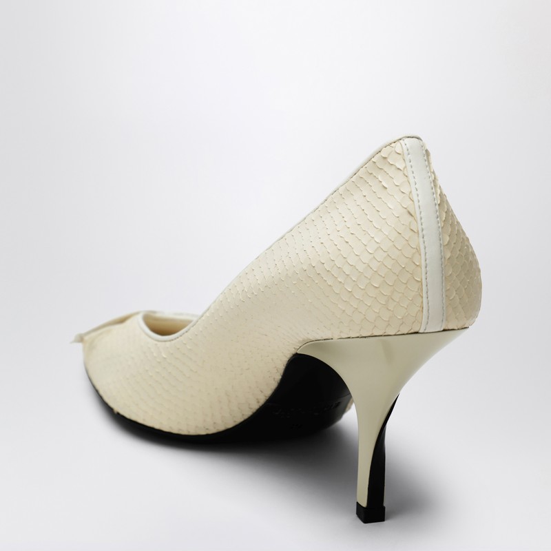 Jacquemus Ivory Python-effect Embossed Leather Tourni Décolleté In White